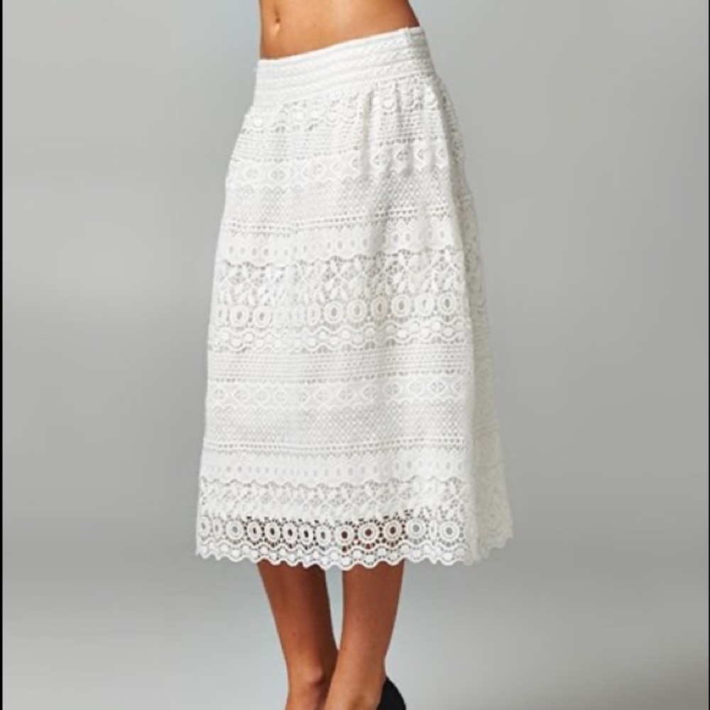 Ivory Crochet Midi Skirt XL